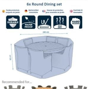 Lifestyle Garden Furniture Premium 6/8 Seat Round Dining Set Cover