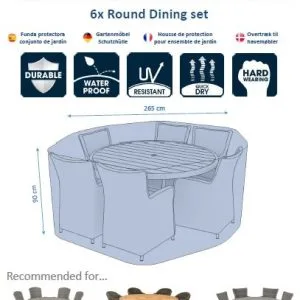 Lifestyle Garden Furniture Premium 6 Seat Round Dining Set Cover