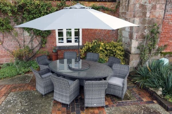 Supremo Tuscany – Rydal 8 Seat Oval Dining Set – Storm Grey Weave