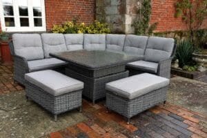 Supremo Rydal Curved Modular Dining Set – Storm Grey Weave