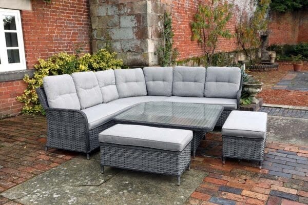 Supremo Rydal Curved Modular Dining Set – Storm Grey Weave