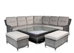 Supremo Rydal Curved Modular Dining Set – Storm Grey Weave