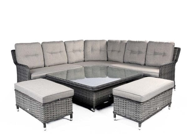 Supremo Rydal Curved Modular Dining Set – Storm Grey Weave