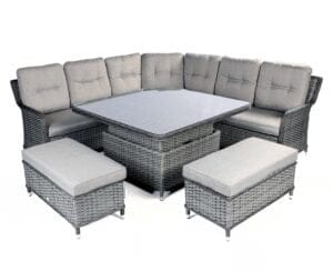 Supremo Rydal Curved Modular Dining Set – Storm Grey Weave