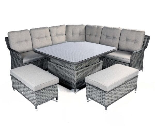 Supremo Rydal Curved Modular Dining Set – Storm Grey Weave