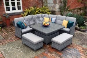 Supremo Rydal Curved Modular Dining Set – Storm Grey Weave