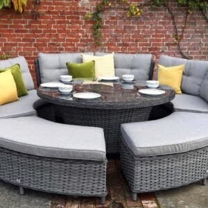Supremo Tuscany – Rydal Deluxe Round Bench Set – Storm Grey Weave