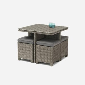 Kettler Cube Dining Set – Rattan – Polywood Table