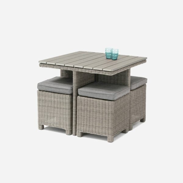 Kettler Cube Dining Set – Whitewash – Polywood Table