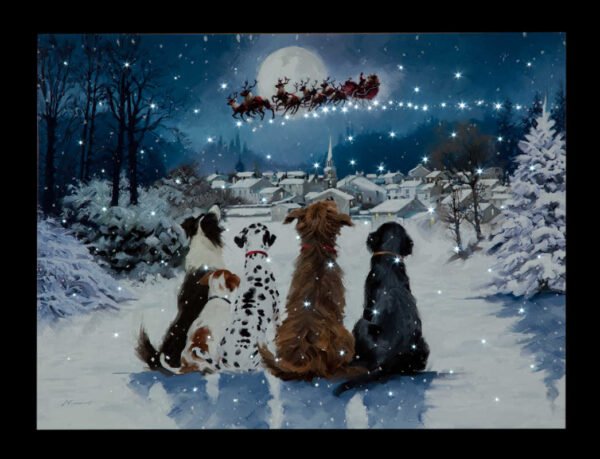 Battery Operated Fibre Optic  Christmas Dogs Canvas