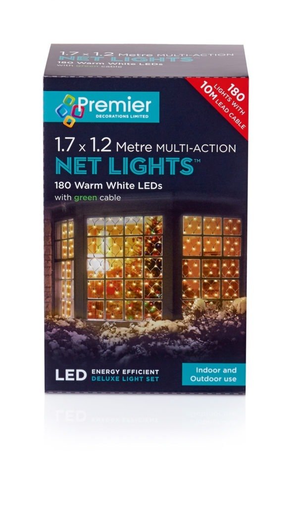 Premier – Warm White – Led Multi-Action Net Lights – 180 Lights