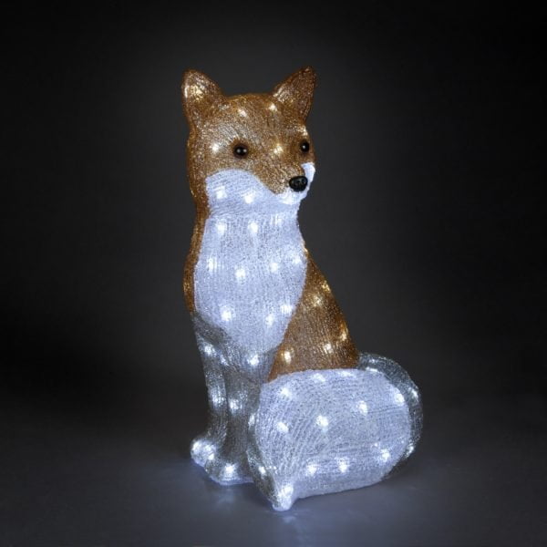 Acrylic Fox With 100 Ice White Leds  – 54Cm