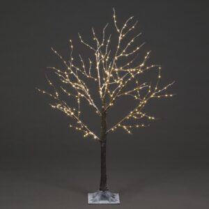 Copper Wire Frosted Brown Twig Tree With 200 Warm White LEDs – 90cm