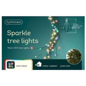 Micro LED Tree Lights  – 210cm – Multi Coloured – Green Cable