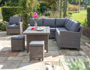 0193343 2100C Palma Corner Rattan Set with 0193314 2100 Palma Dark Oak Slat Top Rattan Table with 0193312 2100 Palma Rattan Armchair Lifestyle e1581512375297