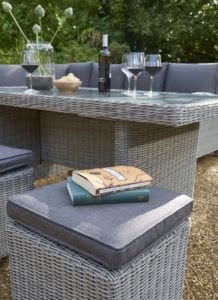 Kettler Palma Corner Casual Dining Set – Whitewash – Glass Top Table – Right Hand