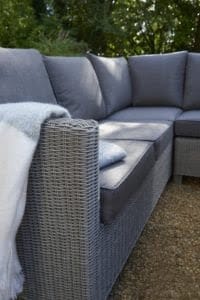 Kettler Palma Corner Casual Dining Set – Whitewash – Glass Top Table – Right Hand