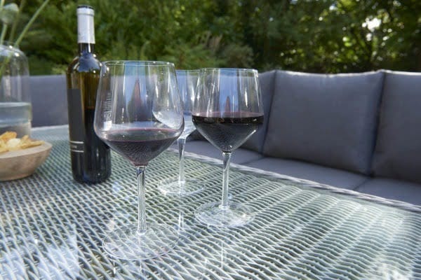 Kettler Palma Corner Casual Dining Set – Whitewash – Glass Top Table – Right Hand