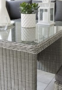 Kettler Palma Mini Corner Casual Dining Set – Whitewash – Glass Top Table