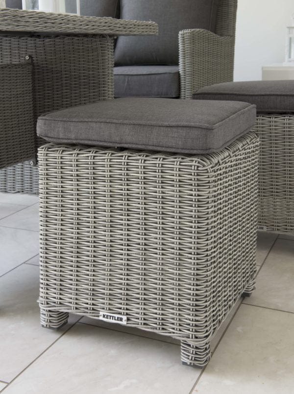 Kettler Palma Mini Corner Casual Dining Set – Whitewash – Glass Top Table