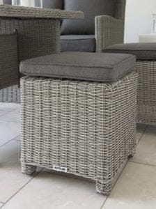 Kettler Palma Corner Casual Dining Set – Whitewash – Glass Top Table – Right Hand