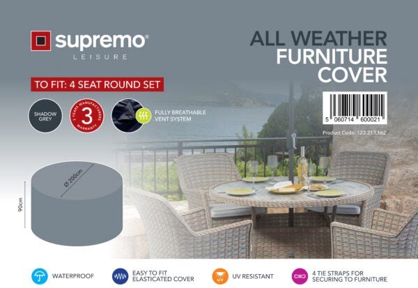 Supremo 4 Seat Round Set All Weather Furniture Cover