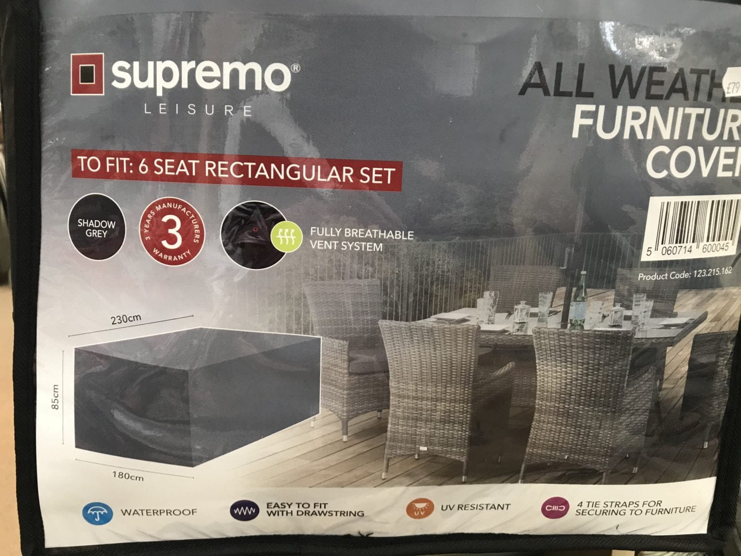 Supremo 6 Seat Rectangular Set All Weather Furniture Cover Burleydam