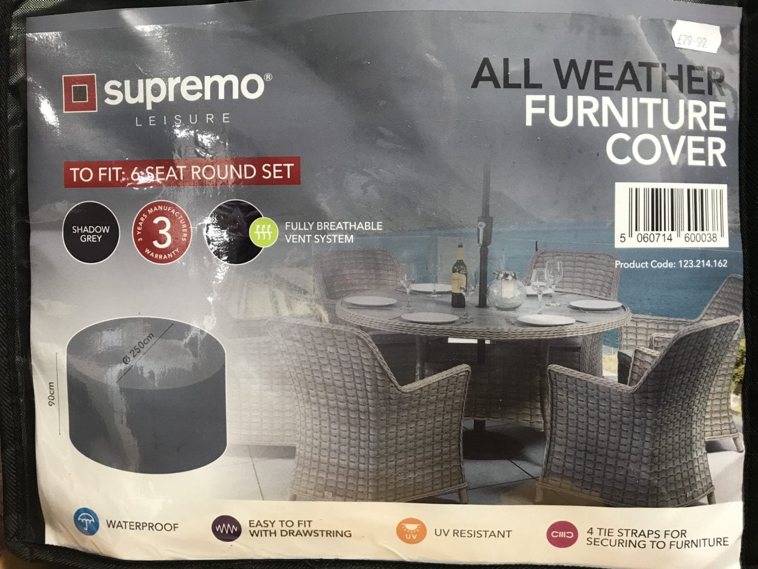 Supremo 6 Seat Round Set All Weather Furniture Cover Burleydam Garden