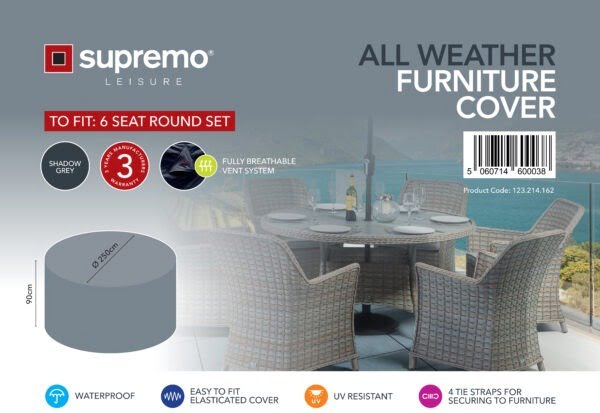 Supremo 6 Seat Round Set All Weather Furniture Cover
