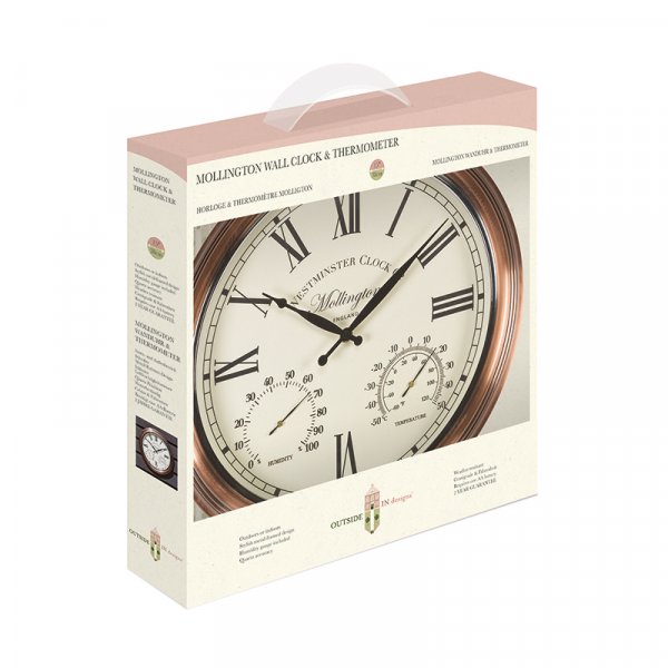 Outside In Mollington Wall Clock & Thermometer – 15in