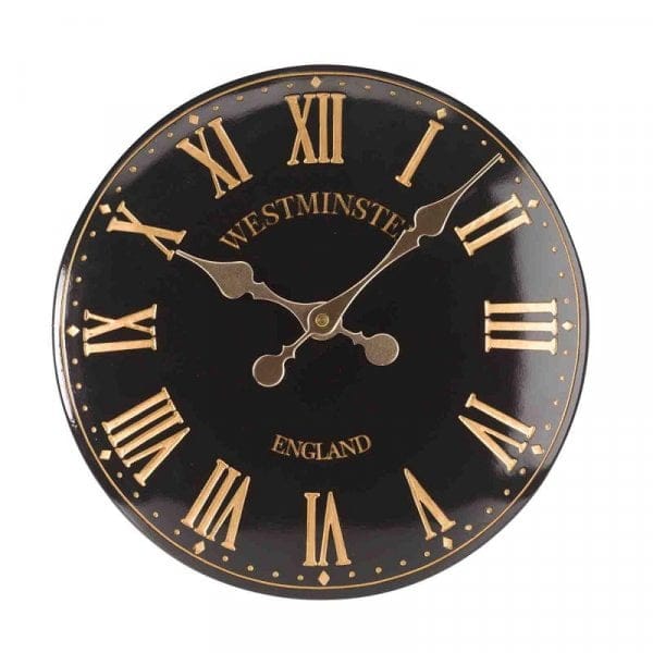 'Westminster Tower' Wall Clock Black Burleydam Garden Centre