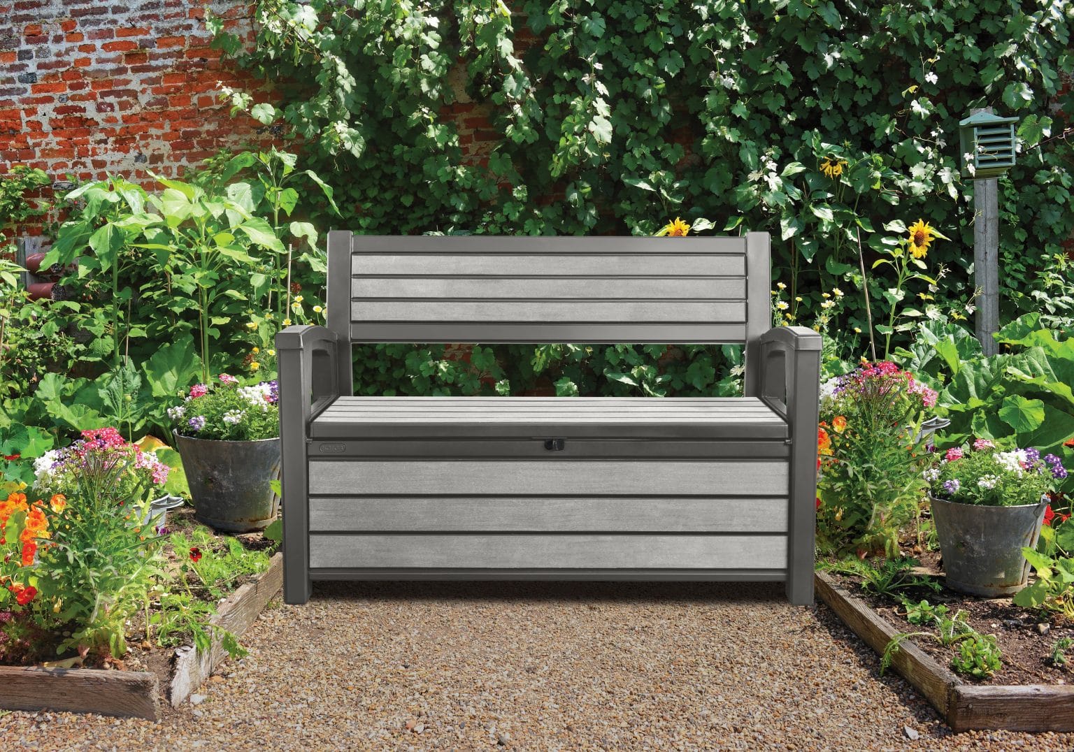 Keter Hudson Storage Bench Anthracite 227L Burleydam Garden Centre