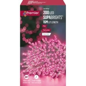 200 Multi Action LED Pink Supabrights – Clear Cable