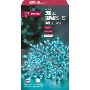 200 Multi Action LED Turquoise Supabrights – Clear Cable