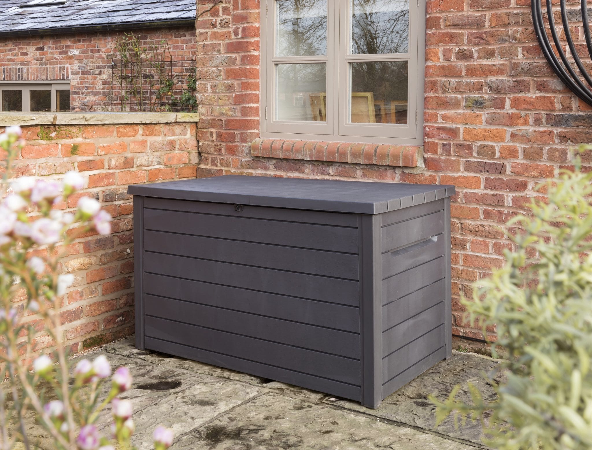 Keter Ontario XXL Deck Box Anthracite 870L Burleydam Garden Centre