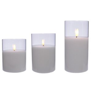 LED Wax Candle in Glass – Set of 3 – Battery Operated