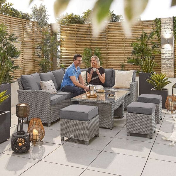 Nova – Ciara Right Hand Corner Dining Set with Rising Table – Whitewash