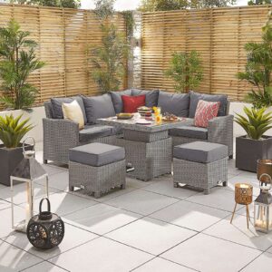 Nova – Ciara Compact Casual Dining Corner Sofa Set with Rising Table – Whitewash