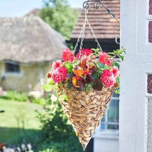 Déco Faux Rattan Hanging Cone – 14″