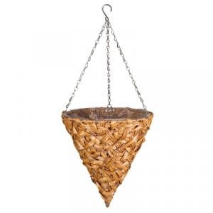 Déco Faux Rattan Hanging Cone – 14″