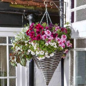 Pinto Faux Rattan Hanging Cone – 14″