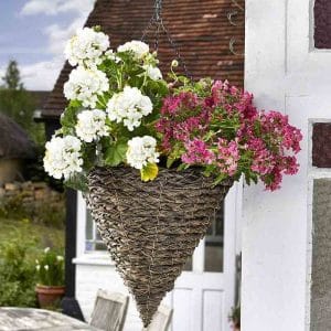 Tawny Faux Rattan Hanging Cone – 14″