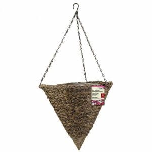 Tawny Faux Rattan Hanging Cone – 14″