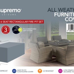 Supremo 6 Seat Rectangular Fire Pit Set Cover – Grey