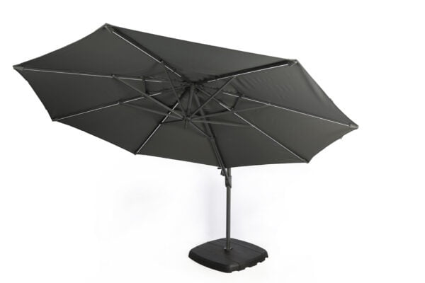 Supremo Monaco Free-Arm Parasol with Built-in LED Lights – 2.6M Square – Grey