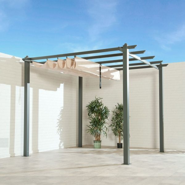 Suntime Aluminium Retractable Pagoda Gazebo 3m x 3m  – Grey
