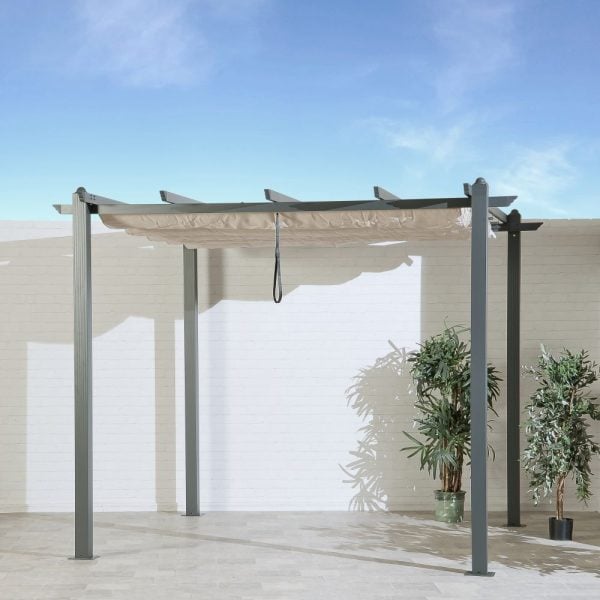 Suntime Aluminium Retractable Pagoda Gazebo 3m x 3m  – Grey