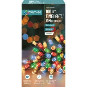 Premier Multi Action Battery Operated LED Lights – Multicoloured – 100 Lights