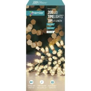 Premier Multi Action Battery Operated LED Lights – Warm White – 200 Lights