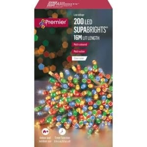 200 LED Premier Outdoor Lights – Multi Coloured – Clear Wire